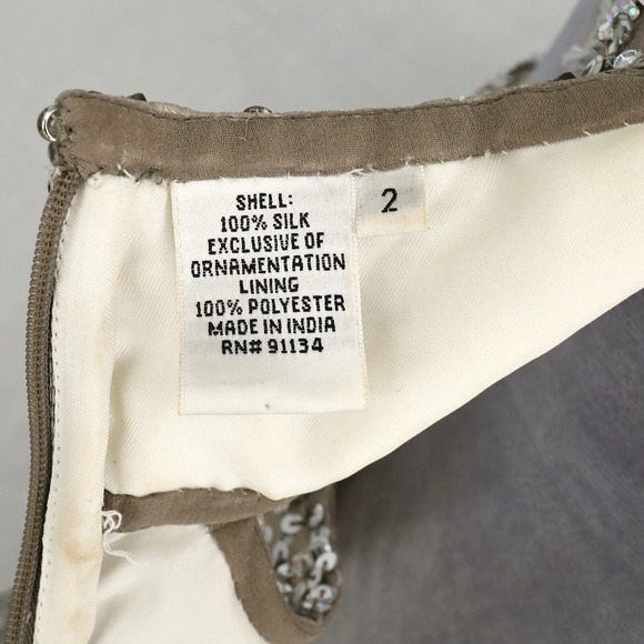 Scala Dress Womens 2 Silk Silver Sequins Off Shoulder FLAW Some sequins missing - Picture 4 of 16